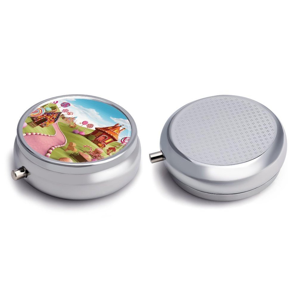 Round Pill Box Pill Box Exquisite Daily Pill Organizer Box with Mirror Portable Compact Medicine Holder for Vitamin, Cod Liver Oil, Supplement