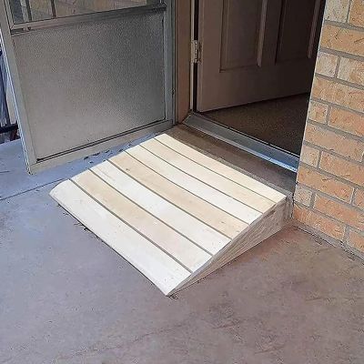 Threshold Ramp 2.8" 3.1" 3.5" 4" 4.7" 5.5" 6" Rise, Non-Slip Wooden Doorway Transition Ramp for Wheelchairs, Walkers Portable Entry Curb Ramp for Home Front Door, Steps, Garages(1211.84in)