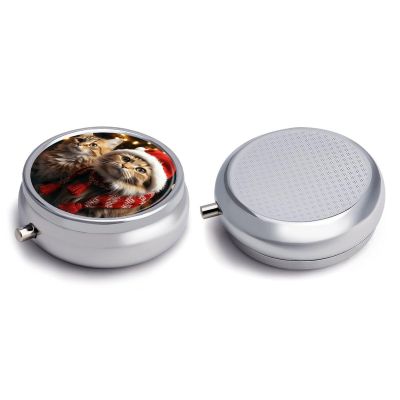 Round Pill Box Pill Box Exquisite Daily Pill Organizer Box with Mirror Portable Compact Medicine Holder for Vitamin, Cod Liver Oil, Supplement