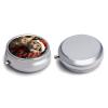 Round Pill Box Pill Box Exquisite Daily Pill Organizer Box with Mirror Portable Compact Medicine Holder for Vitamin, Cod Liver Oil, Supplement view 1