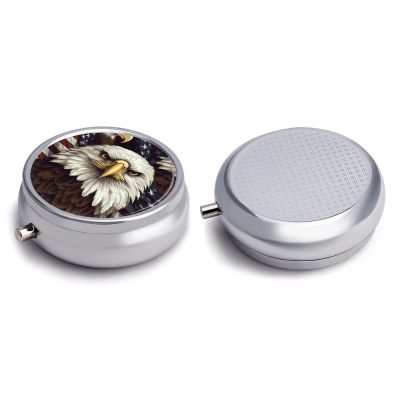 Round Pill Box Pill Box Exquisite Daily Pill Organizer Box with Mirror Portable Compact Medicine Holder for Vitamin, Cod Liver Oil, Supplement