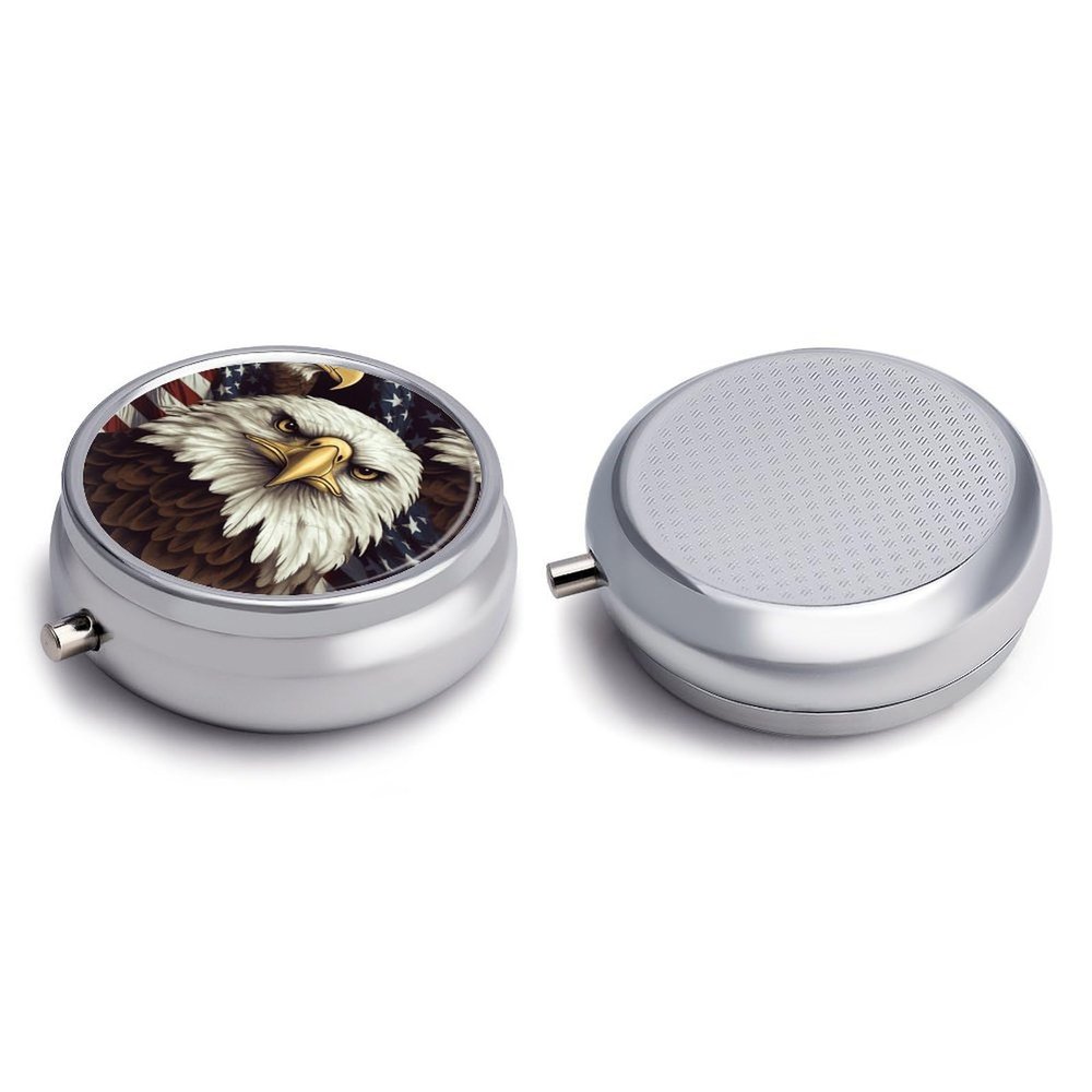 Round Pill Box Pill Box Exquisite Daily Pill Organizer Box with Mirror Portable Compact Medicine Holder for Vitamin, Cod Liver Oil, Supplement