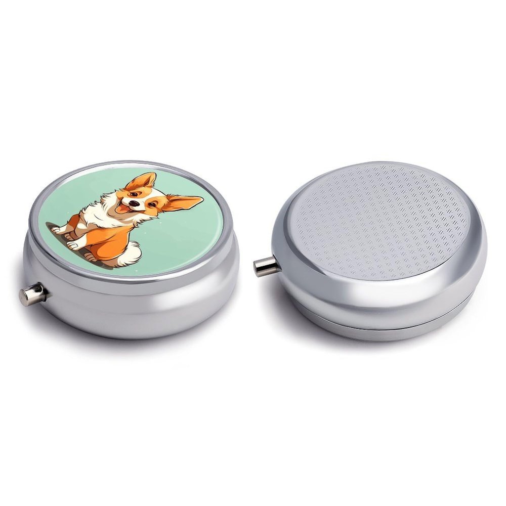 Round Pill Box Pill Box Exquisite Daily Pill Organizer Box with Mirror Portable Compact Medicine Holder for Vitamin, Cod Liver Oil, Supplement