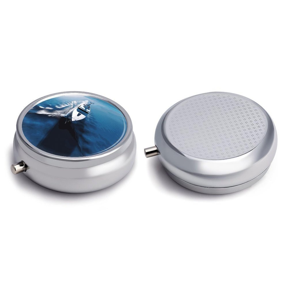 Round Pill Box Pill Box Exquisite Daily Pill Organizer Box with Mirror Portable Compact Medicine Holder for Vitamin, Cod Liver Oil, Supplement