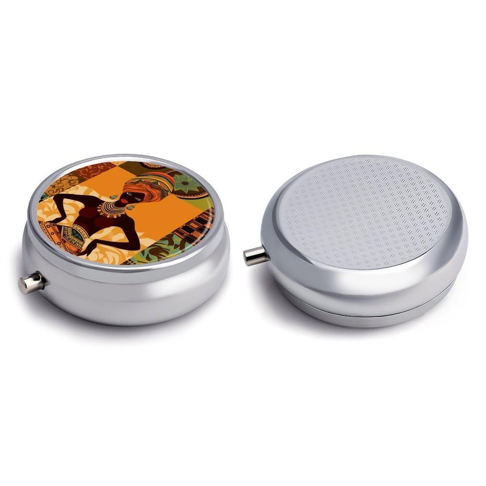 Round Pill Box Pill Box Exquisite Daily Pill Organizer Box with Mirror Portable Compact Medicine Holder for Vitamin, Cod Liver Oil, Supplement