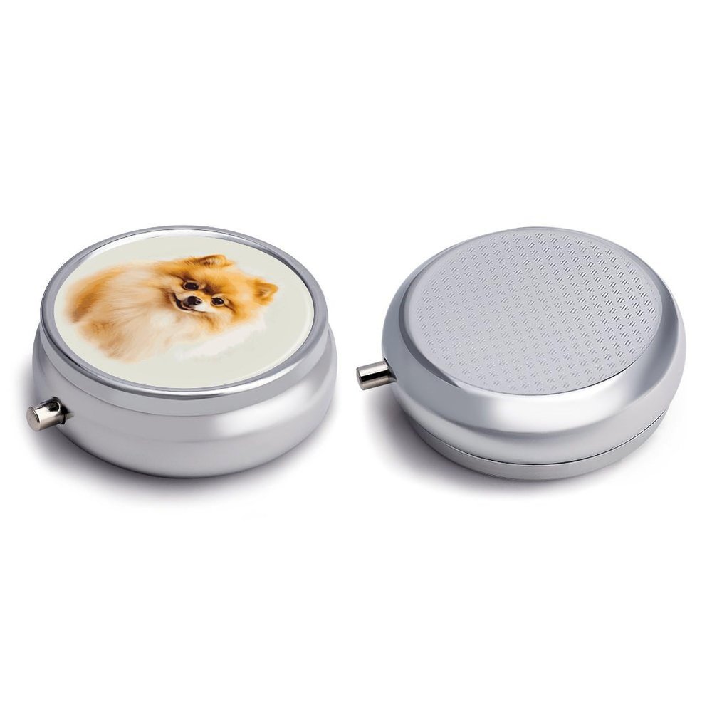 Round Pill Box Pill Box Exquisite Daily Pill Organizer Box with Mirror Portable Compact Medicine Holder for Vitamin, Cod Liver Oil, Supplement