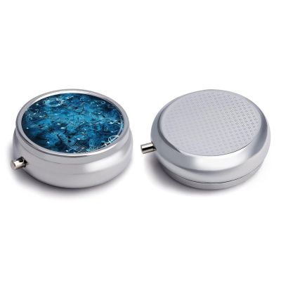 Round Pill Box Pill Box Exquisite Daily Pill Organizer Box with Mirror Portable Compact Medicine Holder for Vitamin, Cod Liver Oil, Supplement