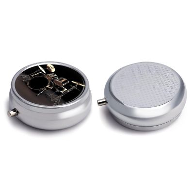 Round Pill Box Pill Box Exquisite Daily Pill Organizer Box with Mirror Portable Compact Medicine Holder for Vitamin, Cod Liver Oil, Supplement