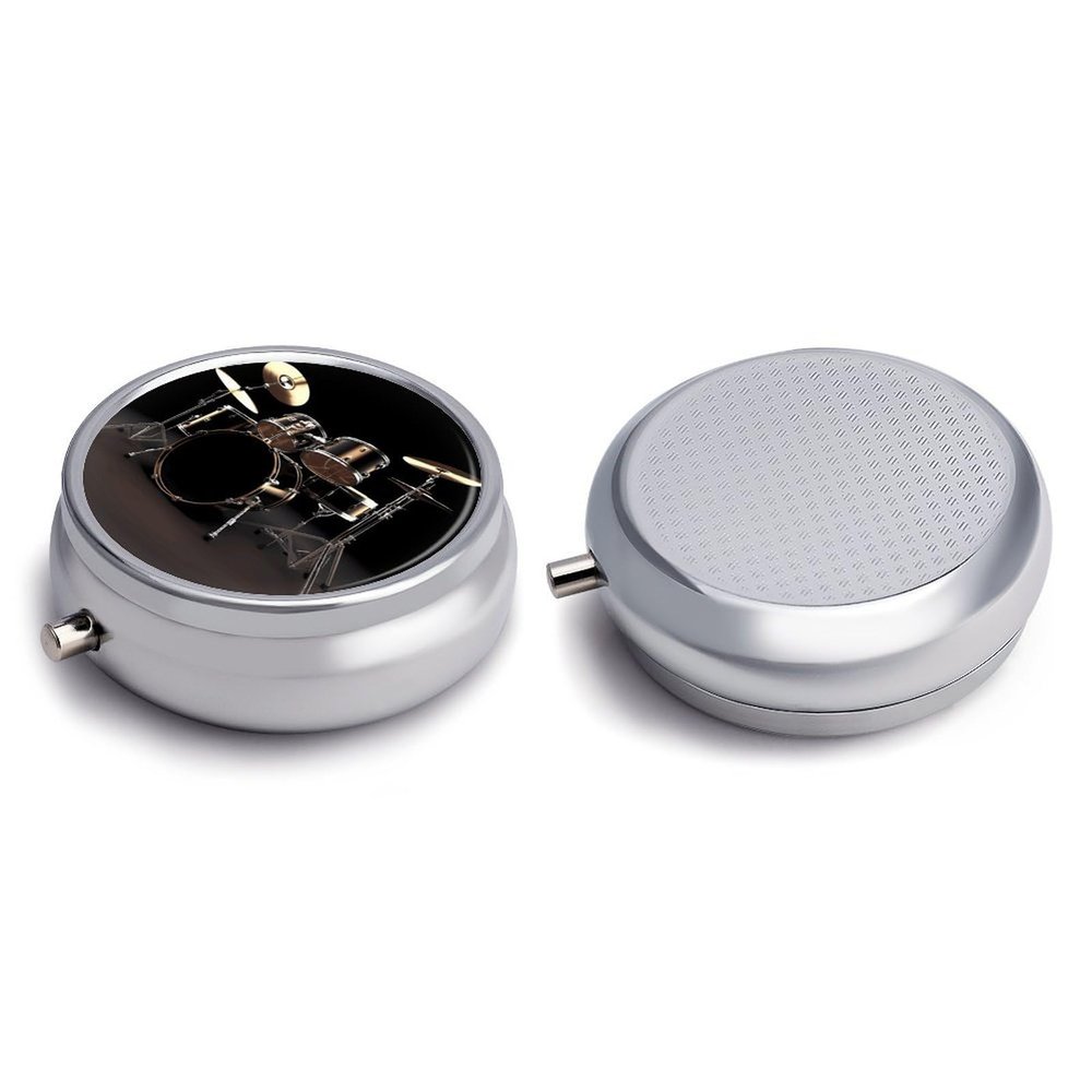 Round Pill Box Pill Box Exquisite Daily Pill Organizer Box with Mirror Portable Compact Medicine Holder for Vitamin, Cod Liver Oil, Supplement