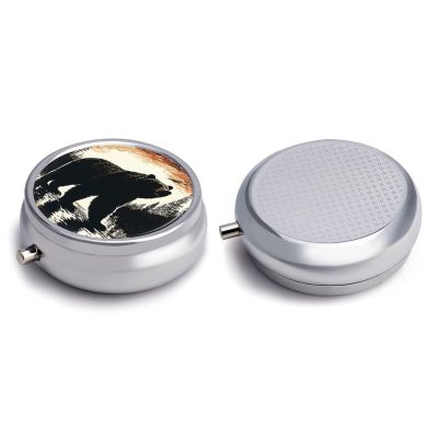 Round Pill Box Pill Box Exquisite Daily Pill Organizer Box with Mirror Portable Compact Medicine Holder for Vitamin, Cod Liver Oil, Supplement