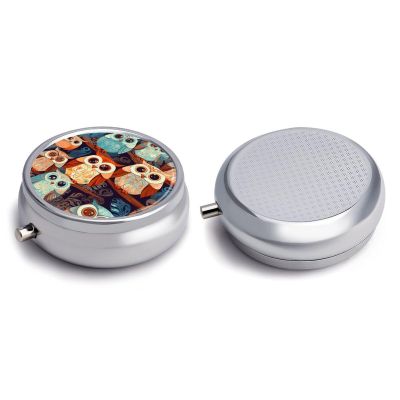 Round Pill Box Pill Box Exquisite Daily Pill Organizer Box with Mirror Portable Compact Medicine Holder for Vitamin, Cod Liver Oil, Supplement