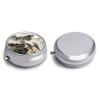 Round Pill Box Pill Box Exquisite Daily Pill Organizer Box with Mirror Portable Compact Medicine Holder for Vitamin, Cod Liver Oil, Supplement view 1