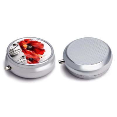 Round Pill Box Pill Box Exquisite Daily Pill Organizer Box with Mirror Portable Compact Medicine Holder for Vitamin, Cod Liver Oil, Supplement
