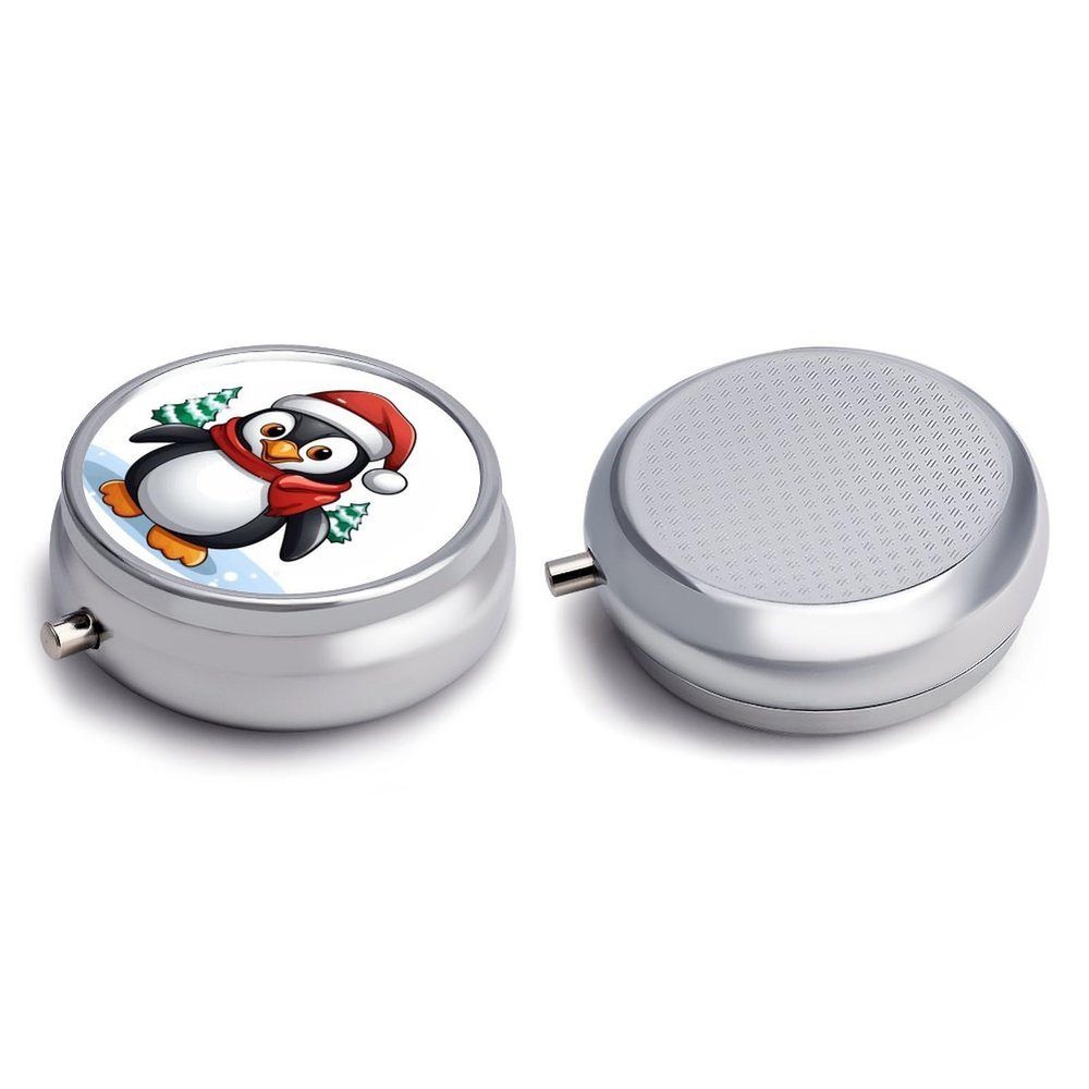 Round Pill Box Pill Box Exquisite Daily Pill Organizer Box with Mirror Portable Compact Medicine Holder for Vitamin, Cod Liver Oil, Supplement