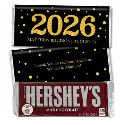252 Pack Personalized Graduation Hersheys Milk Chocolate Bars For Class Of 2026 Party Favors, Grad Goodie Bags, School Event Giveaways, Candy Gifts & More - Golden