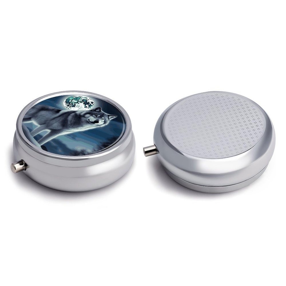 Round Pill Box Pill Box Exquisite Daily Pill Organizer Box with Mirror Portable Compact Medicine Holder for Vitamin, Cod Liver Oil, Supplement