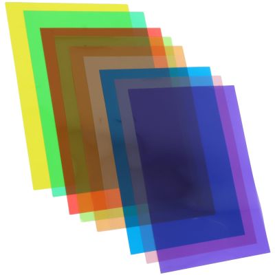 ULTECHNOVO 9 Sheets Colored Cellophane Sheets Pvc Wraps DIY Craft Wrapping Paper Set Red Orange Yellow Green Blue Purple Pink for Arts and Crafts