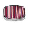 Flat Fabric with Red White and Blue Stripes Pill Box Square Metal Pill Case with 2 Compartment Travel Pill Organizer for Vitamins Medication view 1