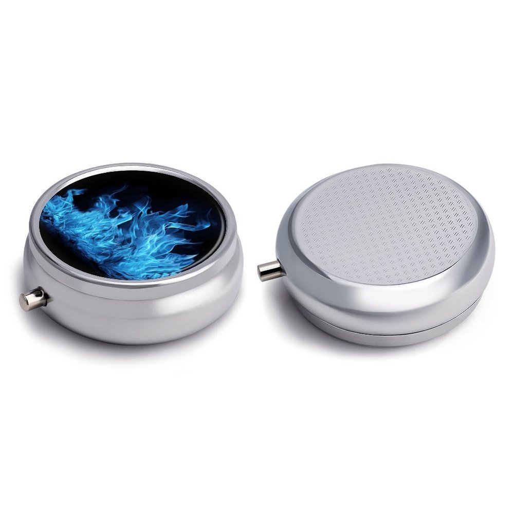 Round Pill Box Pill Box Exquisite Daily Pill Organizer Box with Mirror Portable Compact Medicine Holder for Vitamin, Cod Liver Oil, Supplement