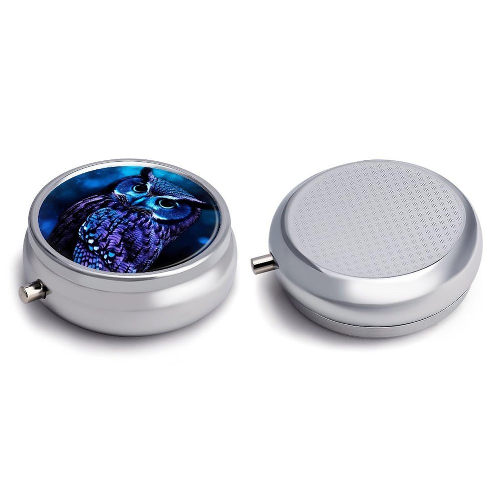 Round Pill Box Pill Box Exquisite Daily Pill Organizer Box with Mirror Portable Compact Medicine Holder for Vitamin, Cod Liver Oil, Supplement