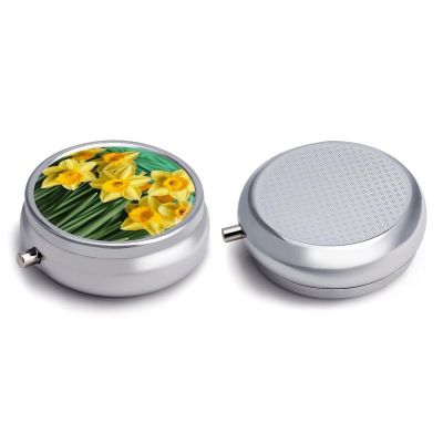 Round Pill Box Pill Box Exquisite Daily Pill Organizer Box with Mirror Portable Compact Medicine Holder for Vitamin, Cod Liver Oil, Supplement