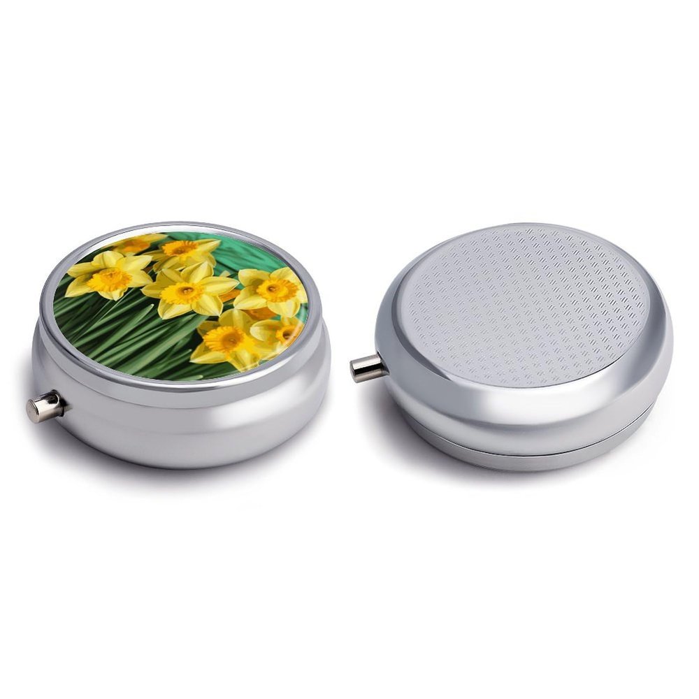 Round Pill Box Pill Box Exquisite Daily Pill Organizer Box with Mirror Portable Compact Medicine Holder for Vitamin, Cod Liver Oil, Supplement