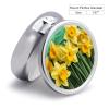 Round Pill Box Pill Box Exquisite Daily Pill Organizer Box with Mirror Portable Compact Medicine Holder for Vitamin, Cod Liver Oil, Supplement view 2