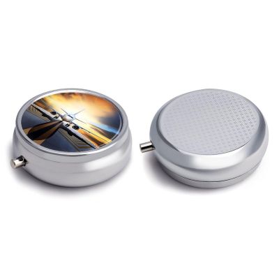 Round Pill Box Pill Box Exquisite Daily Pill Organizer Box with Mirror Portable Compact Medicine Holder for Vitamin, Cod Liver Oil, Supplement