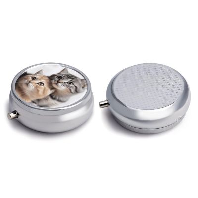 Round Pill Box Pill Box Exquisite Daily Pill Organizer Box with Mirror Portable Compact Medicine Holder for Vitamin, Cod Liver Oil, Supplement