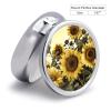 Round Pill Box Pill Box Exquisite Daily Pill Organizer Box with Mirror Portable Compact Medicine Holder for Vitamin, Cod Liver Oil, Supplement view 2
