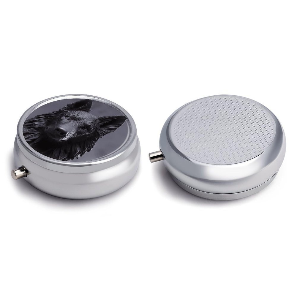 Round Pill Box Pill Box Exquisite Daily Pill Organizer Box with Mirror Portable Compact Medicine Holder for Vitamin, Cod Liver Oil, Supplement