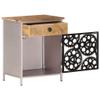 HGFDCBK Industrial Style Bedside Cabinet with Bicycle Chain Wheel Design, Rough Mango Wood and Silver Iron Frame, Versatile Indoor Cabinet for Bedroom Living Room or Office view 4
