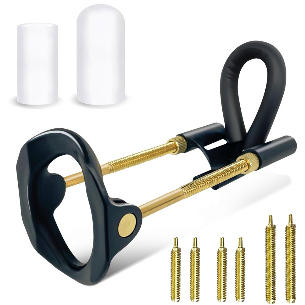 AZREKV Male Extender Stretchcher Kit, Wearable Adjustable Traction Training Device Set, Male Extension Training Device, 3-Section Metal Extension Pole with 2psc Silicone SleevesDesert Gold