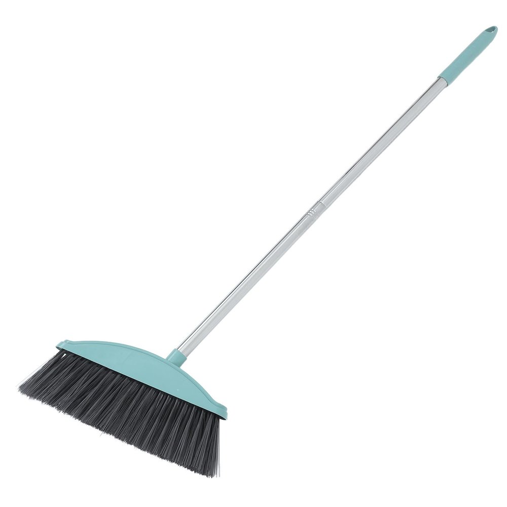 TIDTALEO Heavy Duty Floor Cleaning Broom with Large Angle Head, Nordic Blue Sweeping Broom for Indoor and Outdoor Use, Hair and Garbage Removal Household Sweeper