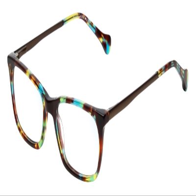 Calabria Avondale Rectangular Eyeglasses | Trendy Designer Acetate Frames for Women | Professional Eyewear with Reading Glasses | Magnification Strength +0.75 | Rainbow Teal Tortoise