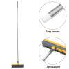 TIDTALEO Bathroom Floor Scrubber Brush with Long Handle, Dual-Function Hard Bristle Scrub and Stainless Steel Squeegee, Blue-Yellow Upgrade for Shower and Tile Cleaning view 3