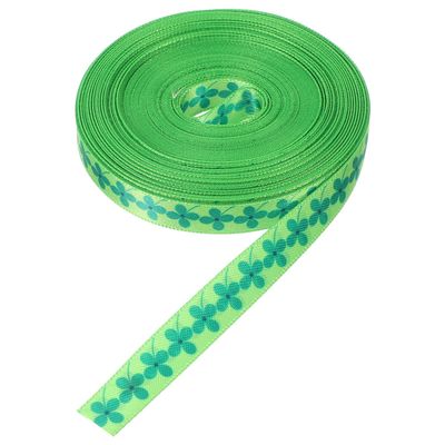 Luxshiny St Patricks Day Ribbon 1 Roll Green Shamrock Ribbon for Crafting Party Wrapping DIY Supplies 1cm Wide 10 Yards Decorative Bow for Festival Wrapping