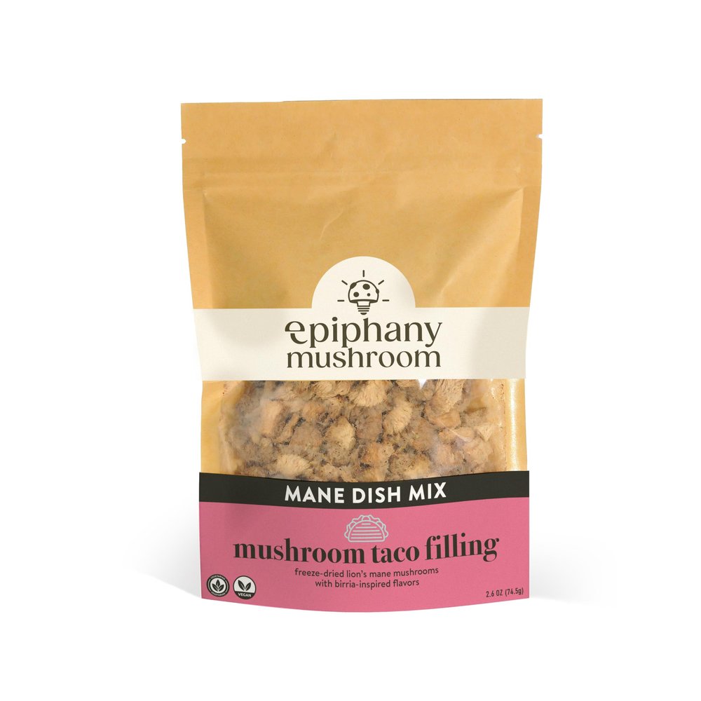 Epiphany Mushroom | Lion's Mane Taco Filling | Just Add Water | Real Ingredients | No Additives or Preservatives | Small Batch | Large 2.6oz