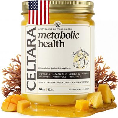 CELTARA Metabolic Blend, 16 fl oz Spoonable Daily Wellness Ritual, Sea Moss 5.55g, L-Carnitine L-Tartrate & Fumarate, Bergamot, Artichoke, Blue Spirulina, Fish Oil EPA DHA, InnoSlim 250mg