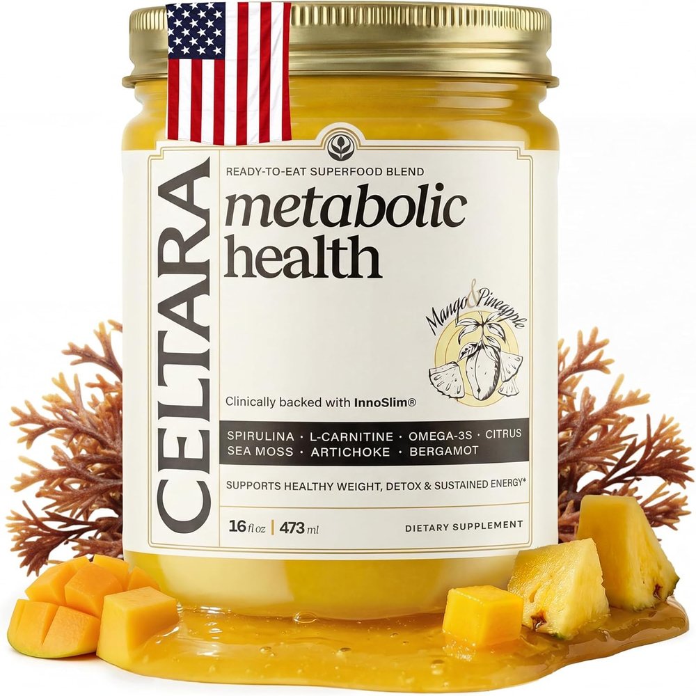 CELTARA Metabolic Blend, 16 fl oz Spoonable Daily Wellness Ritual, Sea Moss 5.55g, L-Carnitine L-Tartrate & Fumarate, Bergamot, Artichoke, Blue Spirulina, Fish Oil EPA DHA, InnoSlim 250mg