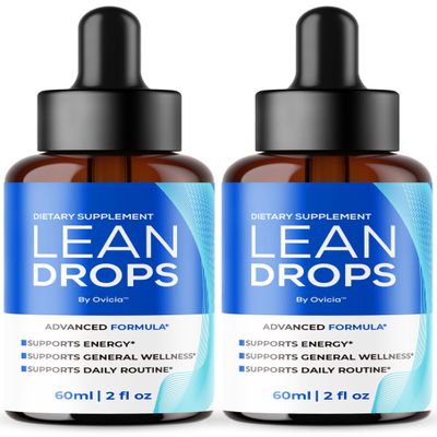 (2 Pack) Lean Drops - Lean Drops Liquid Advanced Formula Reviews, LeanDrops Daily Support Premium Formula Maximum Strength All Natural Ingredients Health and General Wellness, 2 Bottles for 2 Months