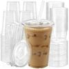 100 Pack 16 oz Plastic Cups with Lids and Straws, Clear Disposable Plastic Cups, Heavy Duty Iced Coffee Cups with Leak-Resistant Lids, Cold Drink Cups for Smoothies, Juice, Soda & Party To Go