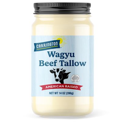 Carrington Farms Wagyu Beef Tallow 14 oz - 100% Pure Rendered Wagyu Beef Fat for High-Heat Cooking, Searing, Frying & Cast Iron Seasoning | Keto, Paleo, Carnivore & Whole30 | Non-GMO