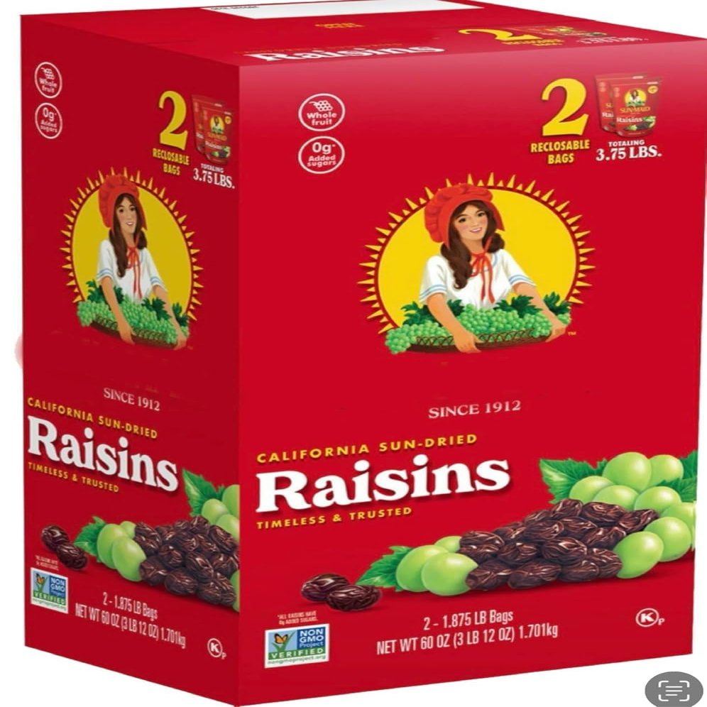 NineLife Basics Sun-Maids California Sun-Dried Raisins, 30 Ounces, 2 Pack
