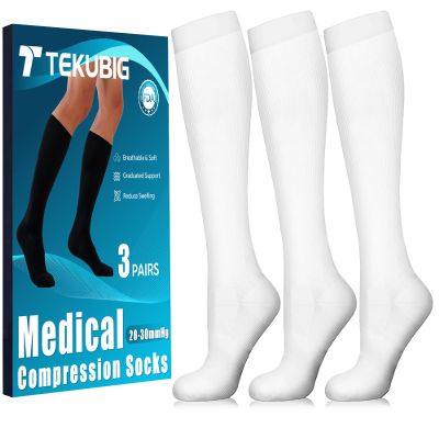 3 Pairs Medical Women Men Compression Socks Knee High 20-30 mmhg Graduated So ks Cool Pregnancy Maternity Travel New Mom Nurse Practitioner Gift after Birth First Time Mama Wife Expecting Giving Birth