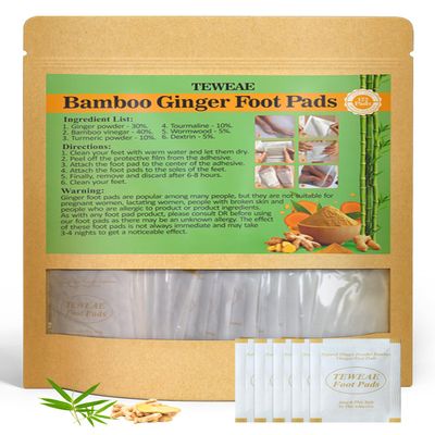 TEWEAE 122-Count Ginger Foot Pads, Bamboo Vinegar & Mugwort Foot Patches to Sleep Better | Stress & Fatigue Relief | Relaxation Foot Spa for Tired Feet | Use During Sleep