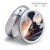 Steam Train Depart Sunset Pill Organizer,3 Compartments Medicine Organizer Small Pill Box Metal Portable Medicine Box Travel Pill Container Holder Medication Holder Round Pill Case view 2