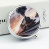 Steam Train Depart Sunset Pill Organizer,3 Compartments Medicine Organizer Small Pill Box Metal Portable Medicine Box Travel Pill Container Holder Medication Holder Round Pill Case view 4