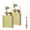 2-in-1 Permanent Match Lighter, Reusable, Retro-Style Lift-arm Kerosene Lighter, Perfect for Camping and Hiking.(2pcs Gold) view 1