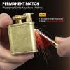 2-in-1 Permanent Match Lighter, Reusable, Retro-Style Lift-arm Kerosene Lighter, Perfect for Camping and Hiking.(2pcs Gold) view 3